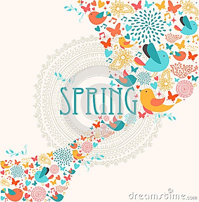 Spring greeting card illustration Vector Illustration