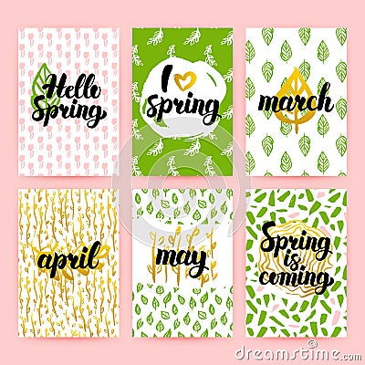 Spring Greetings Trendy Brochures Vector Illustration