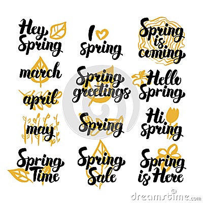 Spring Hand Drawn Quotes Vector Illustration