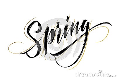 Spring handwritten lettering. Beautiful modern calligraphy. Isolated on white for easy use. Vector illustration Vector Illustration