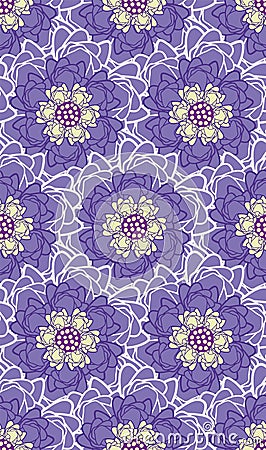 Spring Hope Purple, Yellow and Cream Florals Vector Illustration