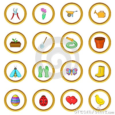 Spring icons circle Vector Illustration