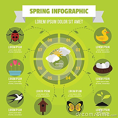 Spring infographic concept, flat style Vector Illustration