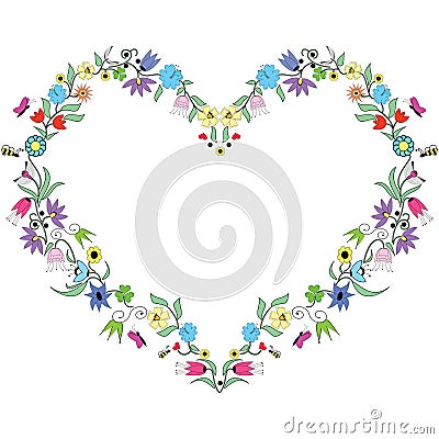 Spring inspired Heart Shape Vector Illustration