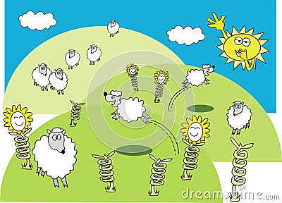 Spring lamb cartoon Stock Photo