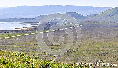 Spring landscape in Carrizo Plain National Monument, Central California Stock Photo