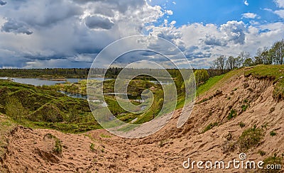 Spring landscape of a closed sand pit Stock Photo