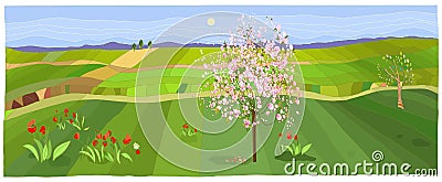 Spring landscape Vector Illustration