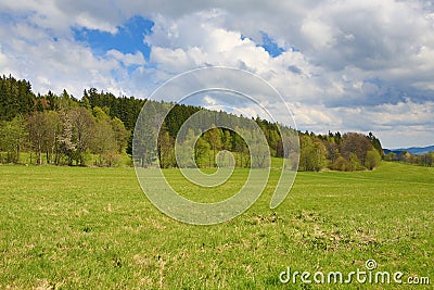 Spring Landscape, Hartmanice, Bohemian Forest (Å umava), Czech Republic Stock Photo