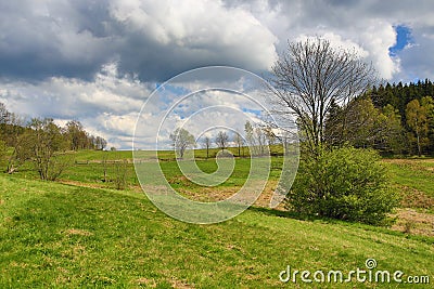 Spring Landscape, Hartmanice, Bohemian Forest (Å umava), Czech Republic Stock Photo