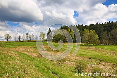 Spring Landscape, Hartmanice, Bohemian Forest (Å umava), Czech Republic Stock Photo
