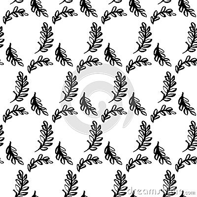 Spring Leaf Brush Seamless Pattern Vector Illustration