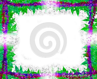 Spring leaves [maple] Border frame on white Cartoon Illustration