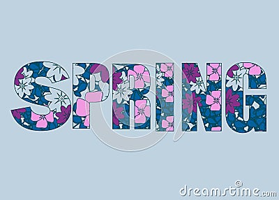 Spring letter with green leaves.. Foliage lettering. Floral illustration. Springtime poster. For t-shirt, fashion, prints, banner Stock Photo