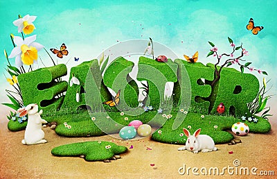 Spring Letters Easter Stock Photo