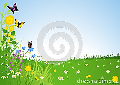 Spring Meadow Vector Illustration