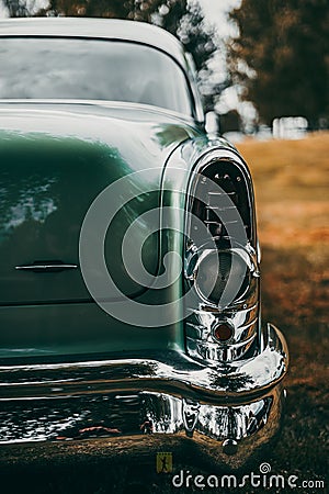 Spring meeting of owners of old cars in city Hagfors-Sweden. Closeup of vintage taillight of a car. Editorial Stock Photo