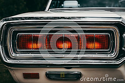 Spring meeting of owners of old cars in city Hagfors-Sweden. Closeup of vintage taillight of a car. Editorial Stock Photo