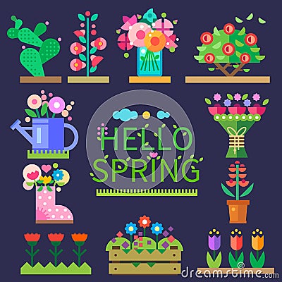 Spring mood. Flower shop Vector Illustration