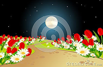 Spring Moonlight Background Stock Photo