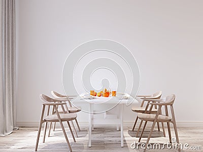 Spring morning Mock up wall dining room interior Stock Photo