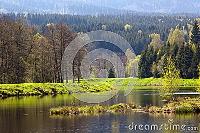 Spring mountain lake Stock Photo