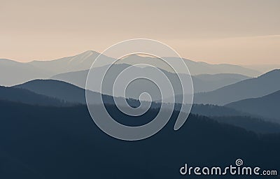 Spring mountain view from Borzhava range in Carpathian mountains Stock Photo