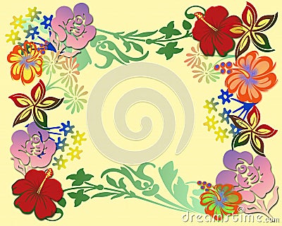 Spring muticolored floral frame Stock Photo