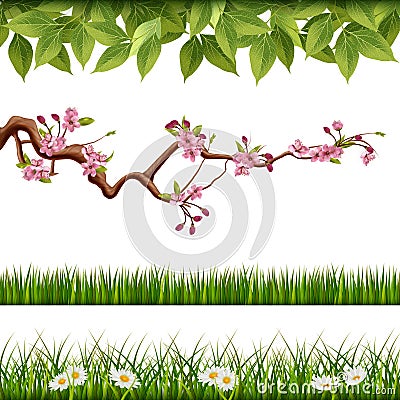 Spring natural borders. Vector Vector Illustration