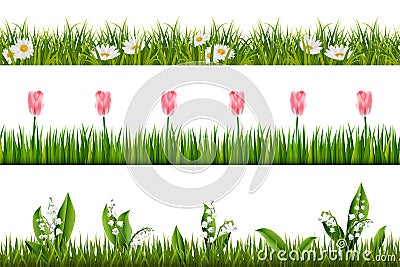 Spring floral seamless border. Vector Vector Illustration