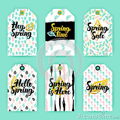 Spring Nature Trendy Gift Labels Vector Illustration