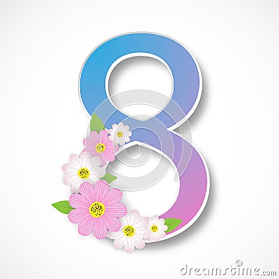 Spring number eight with colorful flower ,vector illustration temp Vector Illustration