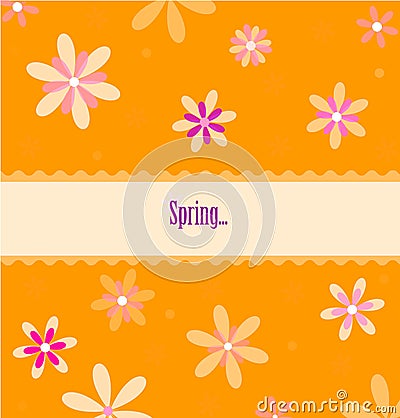 Spring orange card Vector Illustration