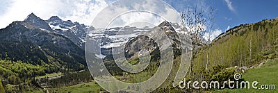 Spring panoramic view of the cirque of Gavarnie Stock Photo