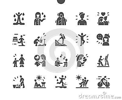 Spring people. Family walks. Barbecue. Vector Illustration