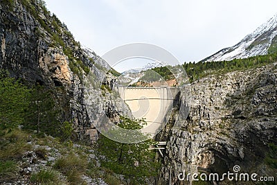 Spring photo Vajont Dam in Povince Belluno Stock Photo