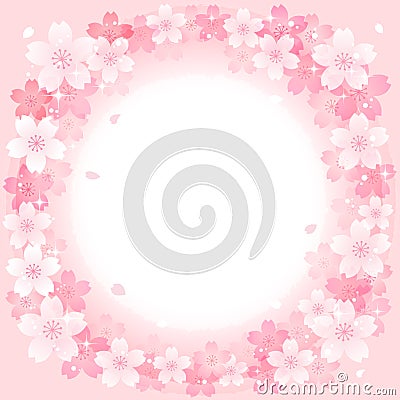 Spring Pink Cherry Blossoms Circle background Vector Illustration