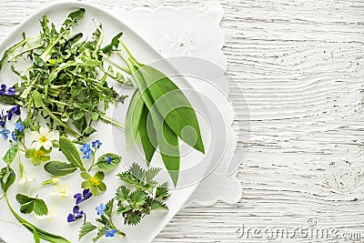 Spring plants healthy food ingredients Stock Photo