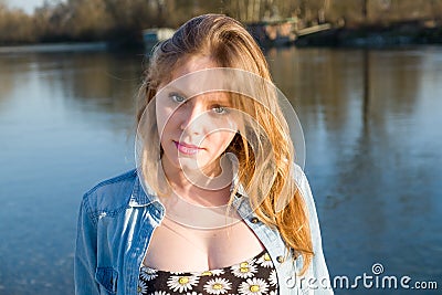 Spring portrait near a river Stock Photo