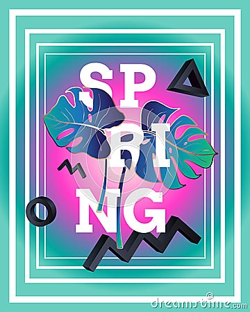 Spring poster in the style of Memphis Vector Illustration