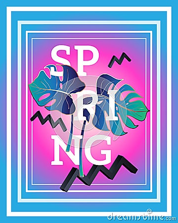 Spring poster in the style of Memphis Vector Illustration