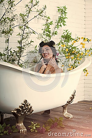 Spring relax in bathroom. Stock Photo