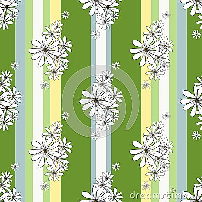 Spring retro seamless pattern with chamomiles Vector Illustration