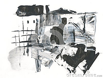 Spring, rural landscape, snow melts, drawing with acrylic and pen, abstraction Stock Photo