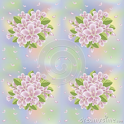 Spring sakura blossom seamless background Vector Illustration