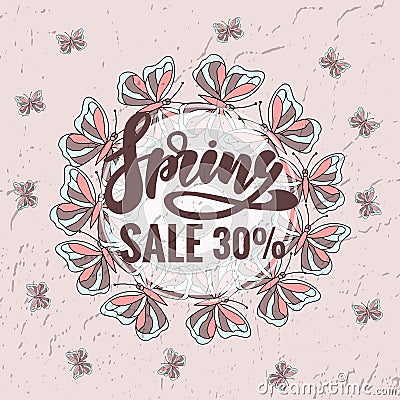 Spring Sale Banner,Lettering, Sale Poster, Sale Flyer, Sale Vector. Vector illustration Vector Illustration