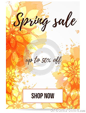 Spring sale banner Vector Illustration