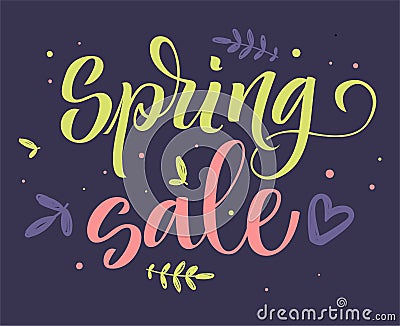 Spring sale colorful calligraphy Vector Illustration