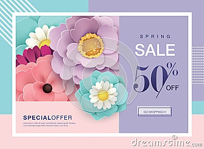 Spring sale poster Vector Illustration