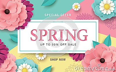 Spring sale poster Vector Illustration